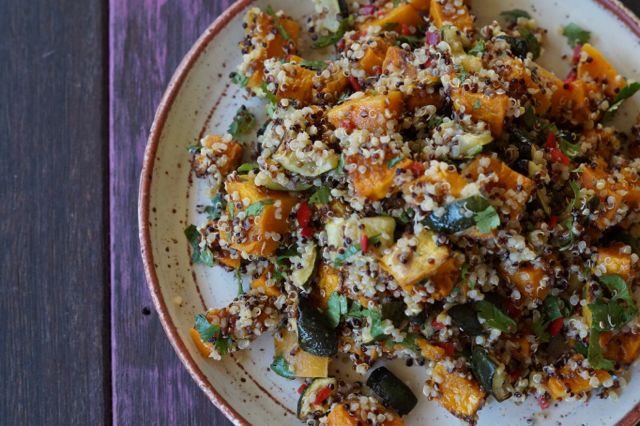 healthy pumpkin and quinoa salad