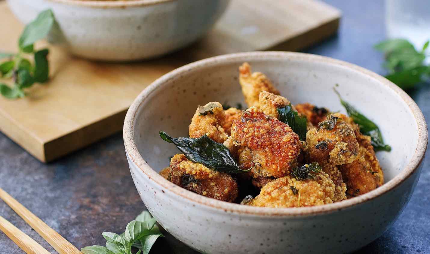 Basil Infused Taiwanese Crunchy Chicken Nuggets.