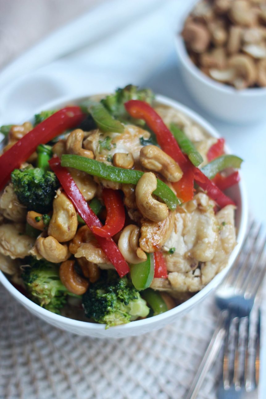 Easy healthy cashew chicken recipe perfect for weekday dinners!