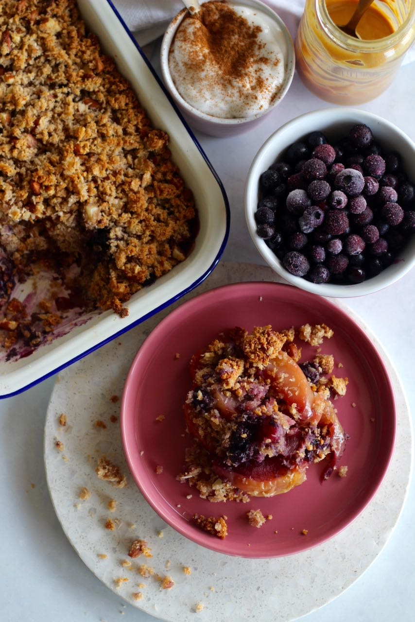 Blueberry and apple crumble